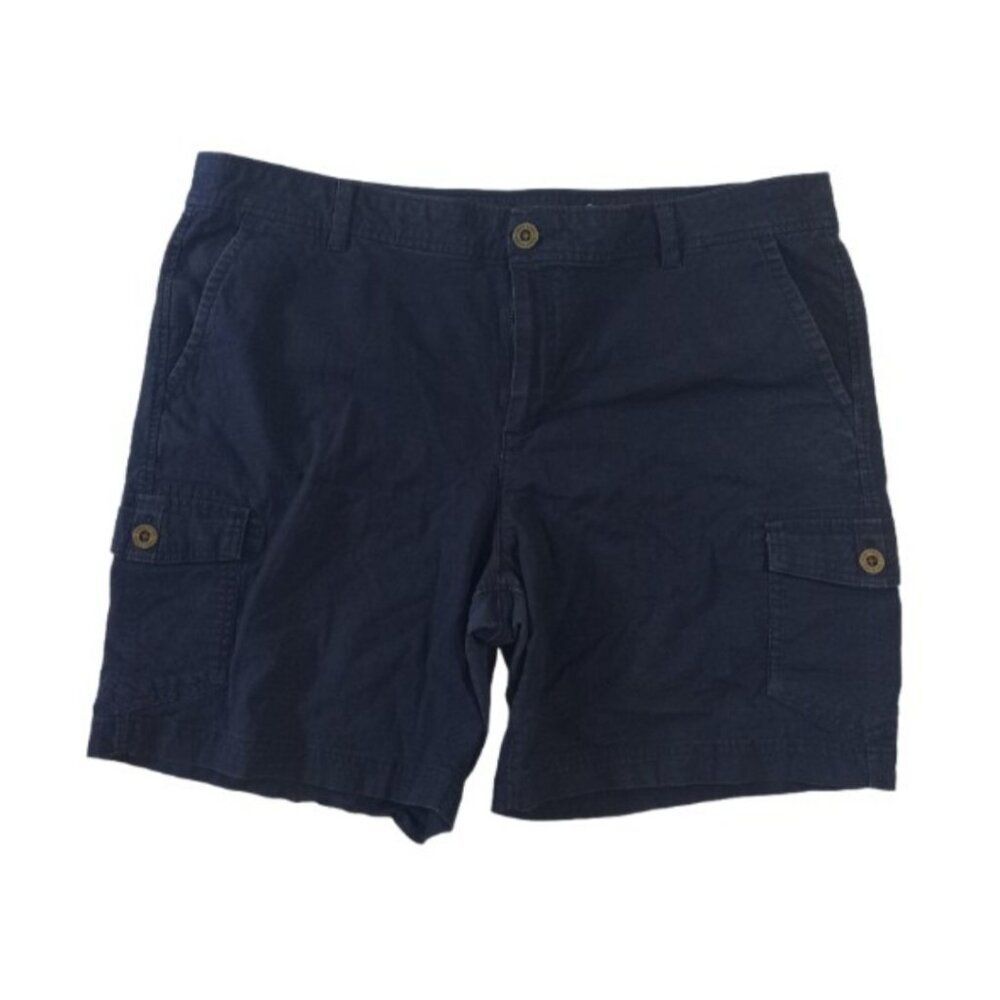 Eddie Bauer Navy Blue Plus Size Mid Rise Cotton Blend Cargo Shorts Women's 16